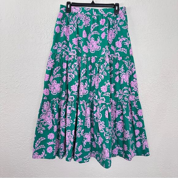 Xirena Caprisyn Floral Green Pink Skirt Medium - Picture 2 of 8